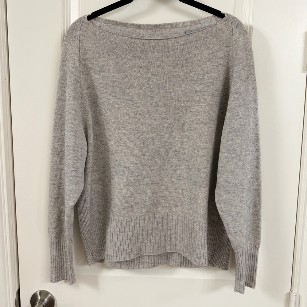 Vince Off-the-Shoulder Light Gray Sweater